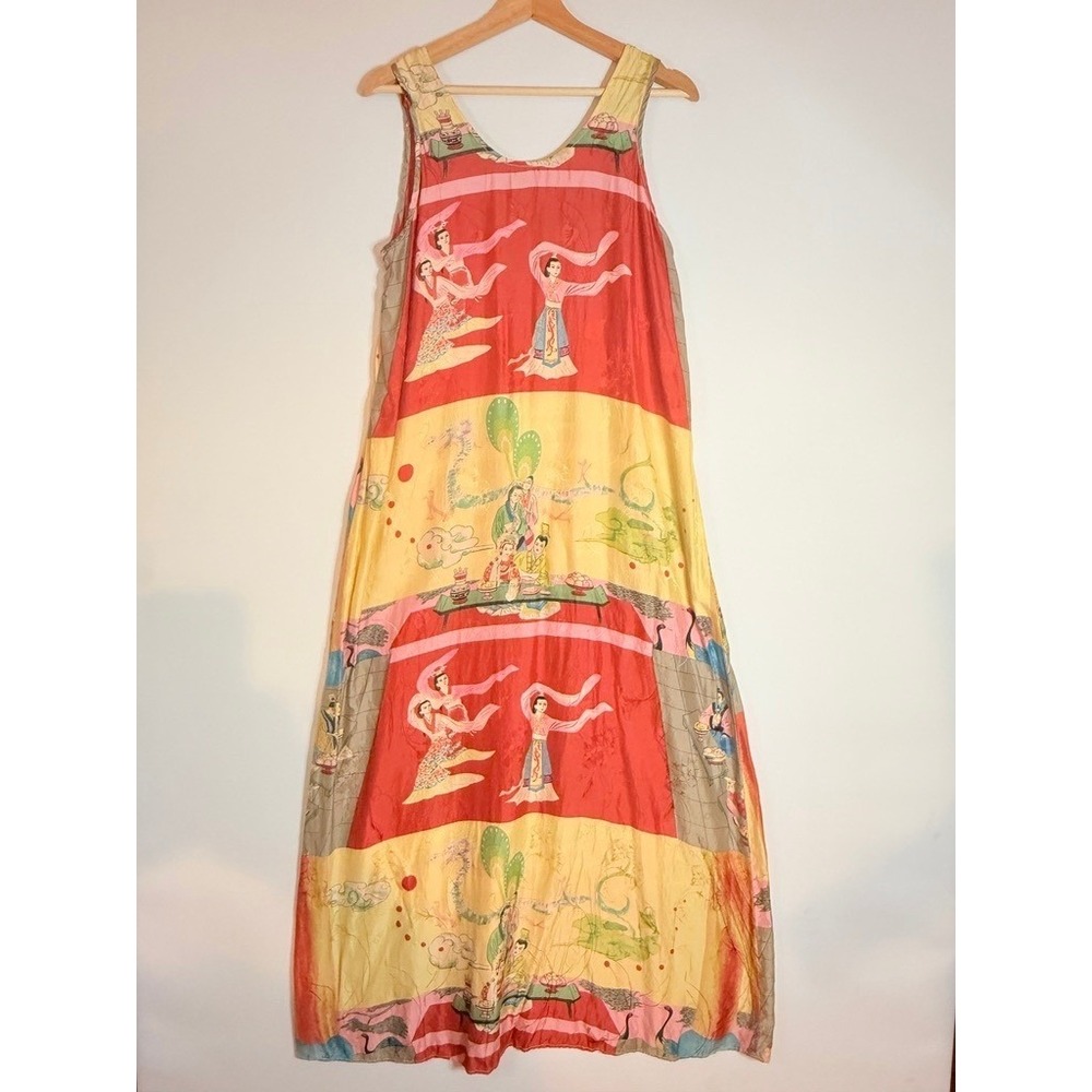 Vintage Citron Santa Monica Womens Medium Asian Artsy Maxi Dress Avant Garde - Picture 8 of 8